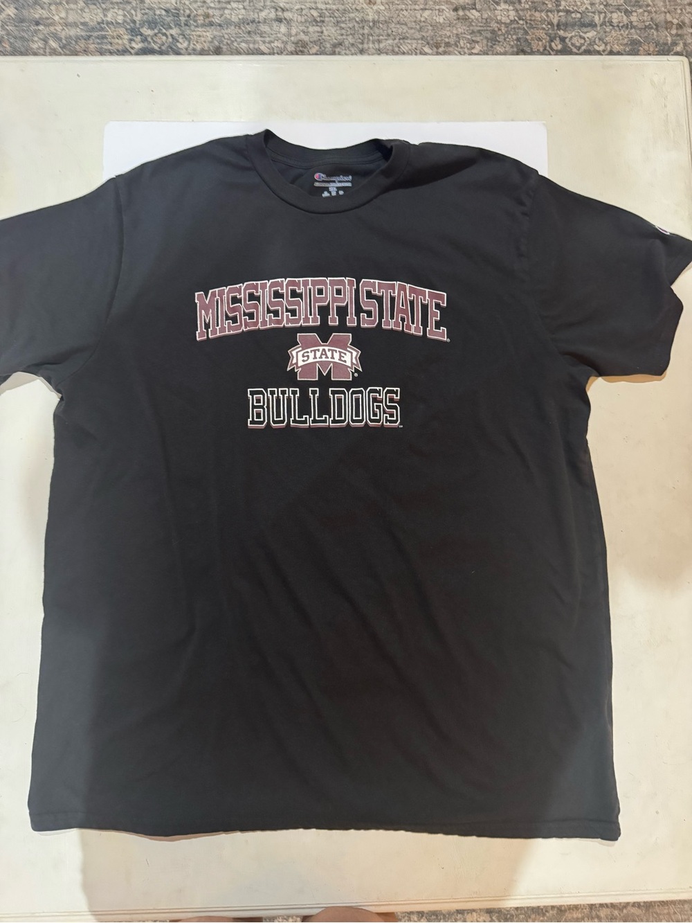 Champion Black T-Shirt with Maroon & White Mississippi State Bulldogs Logo